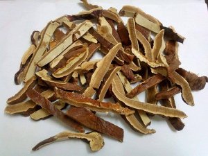 Thái nấm linh chi thành lát mỏng trước khi nấu trên bếp