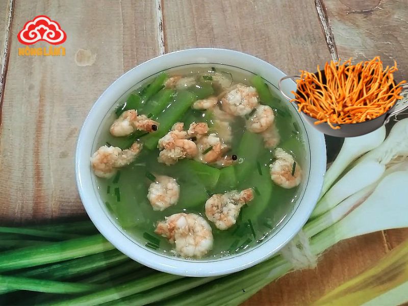 Bài Thuốc Từ Món Ăn Với Đông Trùng Hạ Thảo 13 Đông trùng hạ thảo hầm canh tôm