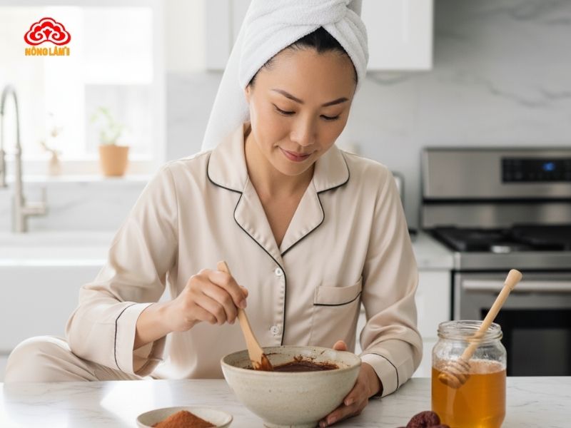 Mặt nạ nấm linh chi và mật ong