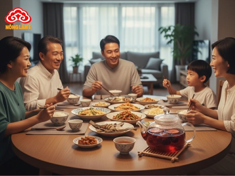 Uống nước nấm linh chi trước bữa ăn