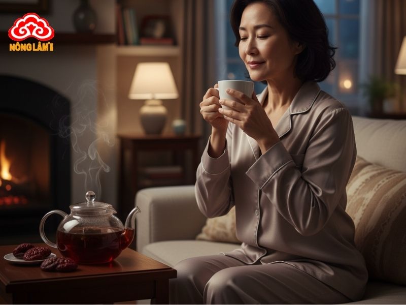 Uống nước nấm linh chi buổi tối