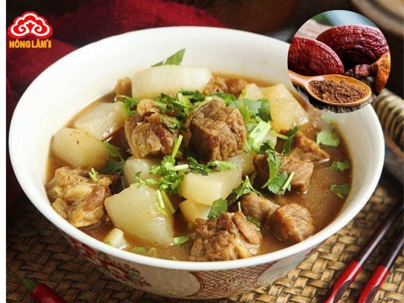 Nấm Lim Xanh - Thảo Dược Tốt Cho Người Thiếu Máu 11 Canh sườn bò hầm nấm lim xanh và củ cải giúp bổ máu hiệu quả
