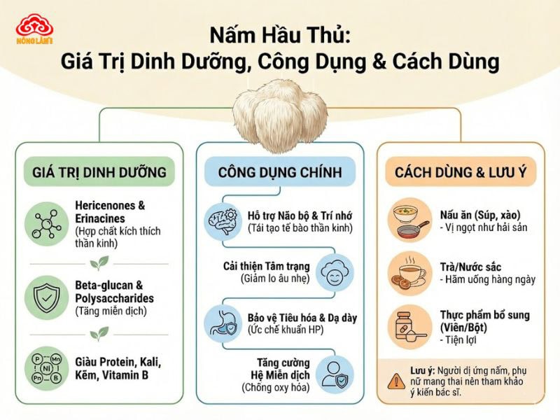 Nấm Hầu Thủ: Giá Trị Dinh Dưỡng, Công Dụng &Amp; Cách Dùng 7 Nấm hầu thủ: thành phần, công dụng & cách sử dụng