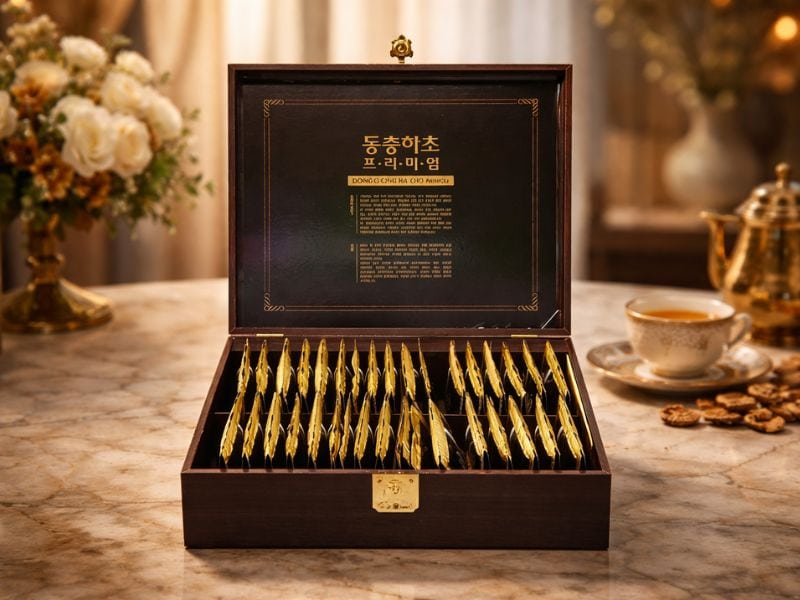 Đông Trùng Hạ Thảo Hộp Gỗ: Nguồn Gốc, Sản Phẩm &Amp; Giá Bán 10 Đông trùng hạ thảo dạng nước hộp gỗ daedong (60 gói)