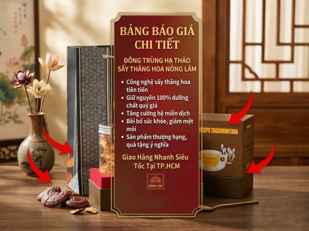 Bảng giá đông trùng hạ thảo sấy thăng hoa tại hcm