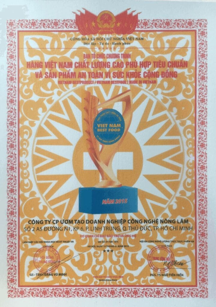 Giấy chứng nhận hàng việt nam chất lượng cao