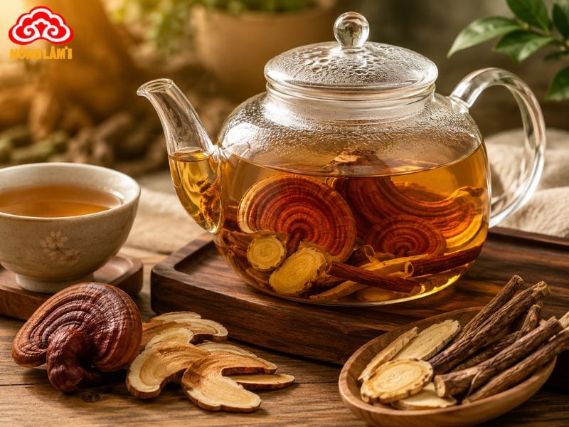 Hãm trà nấm linh chi và cam thảo