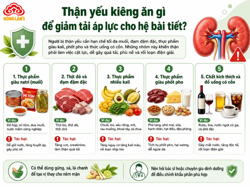 Thực phẩm người thận yếu nên kiêng